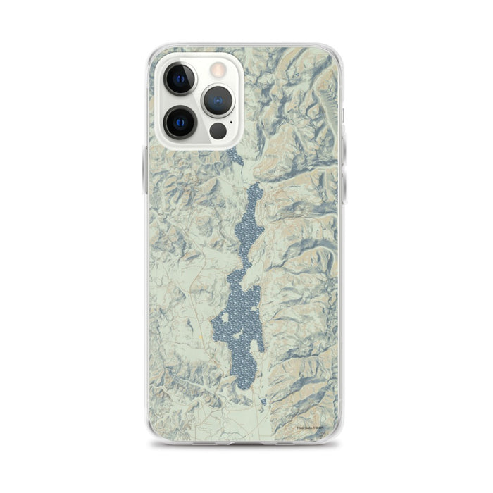 Custom iPhone 12 Pro Max Priest Lake Idaho Map Phone Case in Woodblock