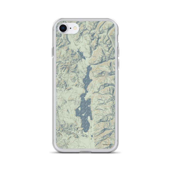 Custom iPhone SE Priest Lake Idaho Map Phone Case in Woodblock