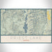 Priest Lake Idaho Map Print Landscape Orientation in Woodblock Style With Shaded Background