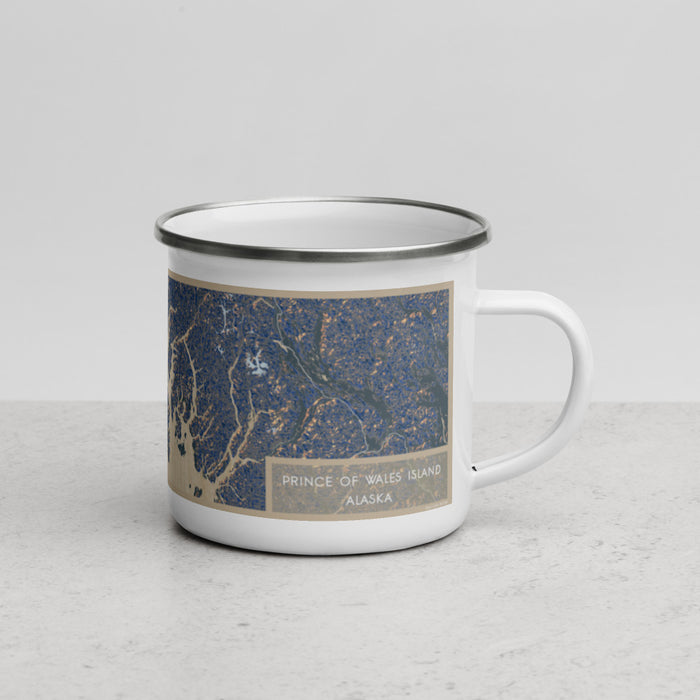 Right View Custom Prince of Wales Island Alaska Map Enamel Mug in Afternoon