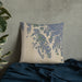 Custom Prince of Wales Island Alaska Map Throw Pillow in Afternoon on Bedding Against Wall