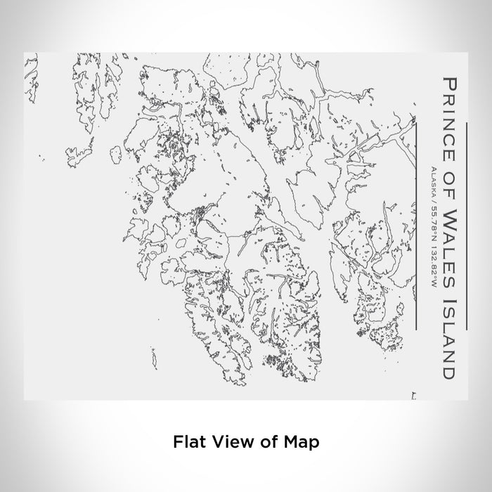 Rendered View of Prince of Wales Island Alaska Map Engraving on 20oz Stainless Steel Insulated Bottle with Bamboo Top in White