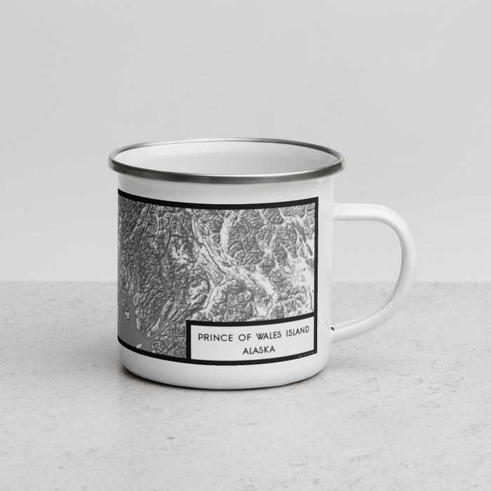 Right View Custom Prince of Wales Island Alaska Map Enamel Mug in Classic