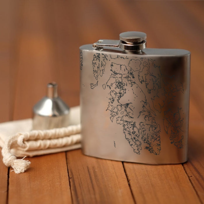 Prince of Wales Island Alaska Custom Engraved City Map Inscription Coordinates on 6oz Stainless Steel Flask