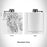 Rendered View of Prince of Wales Island Alaska Map Engraving on 6oz Stainless Steel Flask in White