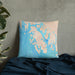 Custom Prince of Wales Island Alaska Map Throw Pillow in Watercolor on Bedding Against Wall