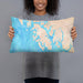 Person holding 20x12 Custom Prince of Wales Island Alaska Map Throw Pillow in Watercolor