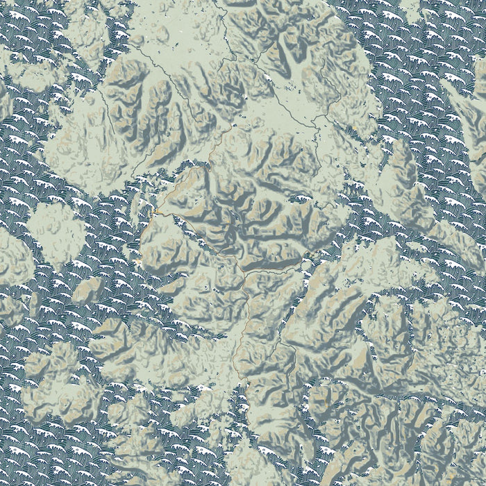 Prince of Wales Island Alaska Map Print in Woodblock Style Zoomed In Close Up Showing Details