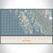 Prince of Wales Island Alaska Map Print Landscape Orientation in Woodblock Style With Shaded Background