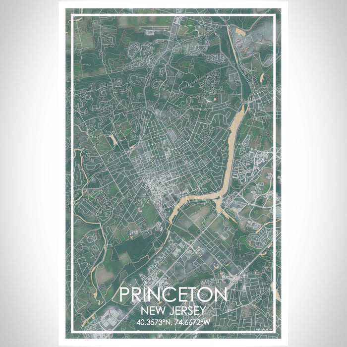 Princeton New Jersey Map Print Portrait Orientation in Afternoon Style With Shaded Background