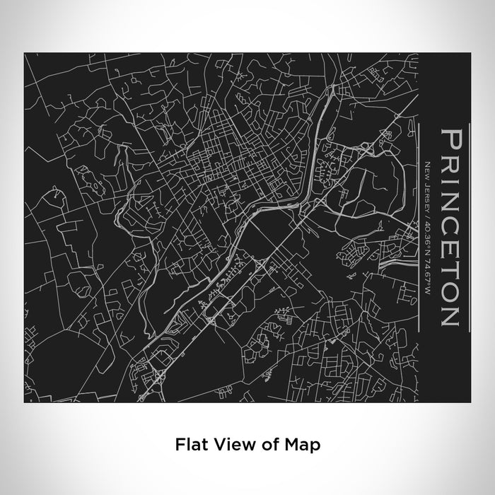 Rendered View of Princeton New Jersey Map Engraving on 20oz Stainless Steel Insulated Bottle with Bamboo Top in Black