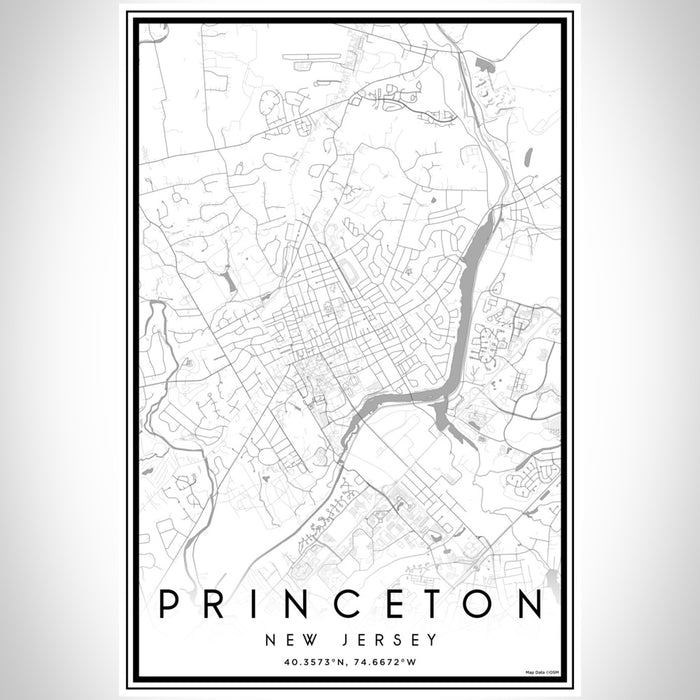 Princeton New Jersey Map Print Portrait Orientation in Classic Style With Shaded Background