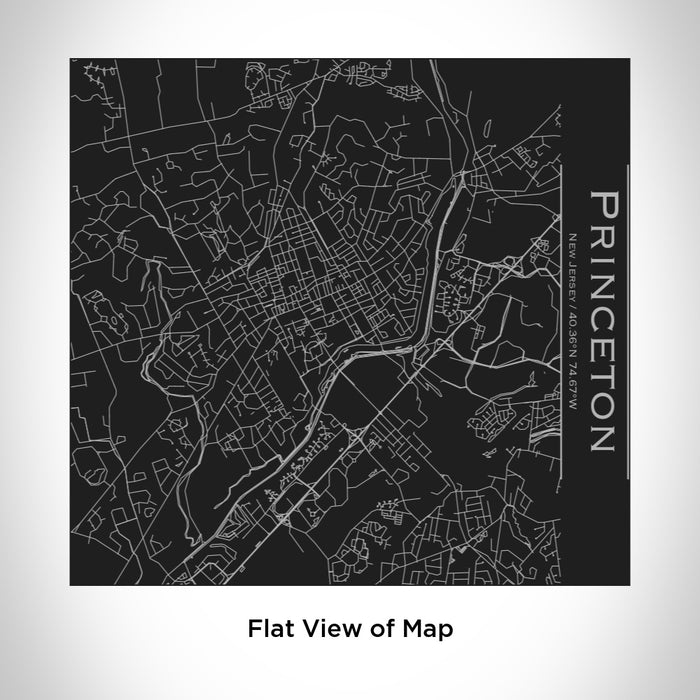 Rendered View of Princeton New Jersey Map Engraving on 17oz Stainless Steel Insulated Tumbler in Black