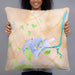 Person holding 22x22 Custom Princeton New Jersey Map Throw Pillow in Watercolor
