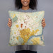 Person holding 18x18 Custom Princeton New Jersey Map Throw Pillow in Woodblock