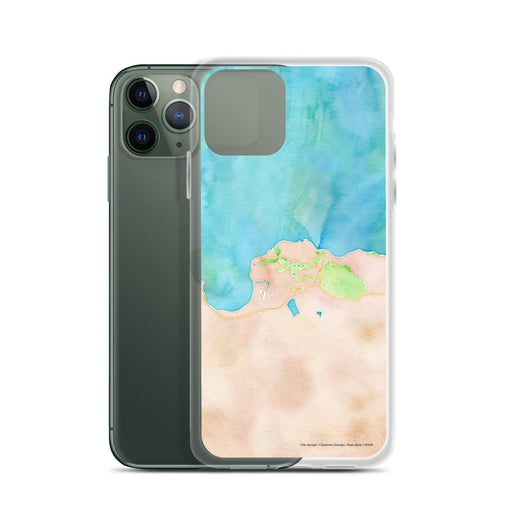 Custom Princeville Hawaii Map Phone Case in Watercolor on Table with Laptop and Plant