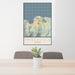 24x36 Princeville Hawaii Map Print Portrait Orientation in Woodblock Style Behind 2 Chairs Table and Potted Plant