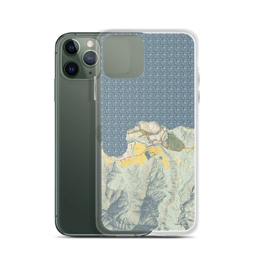 Custom Princeville Hawaii Map Phone Case in Woodblock on Table with Laptop and Plant