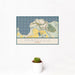 12x18 Princeville Hawaii Map Print Landscape Orientation in Woodblock Style With Small Cactus Plant in White Planter