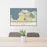 24x36 Princeville Hawaii Map Print Landscape Orientation in Woodblock Style Behind 2 Chairs Table and Potted Plant