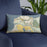 Custom Princeville Hawaii Map Throw Pillow in Woodblock on Blue Colored Chair