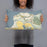 Person holding 20x12 Custom Princeville Hawaii Map Throw Pillow in Woodblock