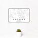 12x18 Prosper Texas Map Print Landscape Orientation in Classic Style With Small Cactus Plant in White Planter