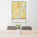 24x36 Prosper Texas Map Print Portrait Orientation in Woodblock Style Behind 2 Chairs Table and Potted Plant