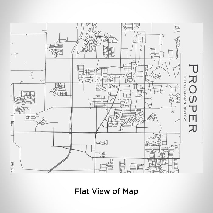 Rendered View of Prosper Texas Map Engraving on 20oz Stainless Steel Insulated Bottle with Bamboo Top in White