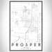 Prosper Texas Map Print Portrait Orientation in Classic Style With Shaded Background