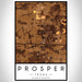 Prosper Texas Map Print Portrait Orientation in Ember Style With Shaded Background