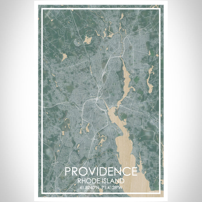 Providence Rhode Island Map Print Portrait Orientation in Afternoon Style With Shaded Background