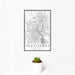 12x18 Providence Rhode Island Map Print Portrait Orientation in Classic Style With Small Cactus Plant in White Planter
