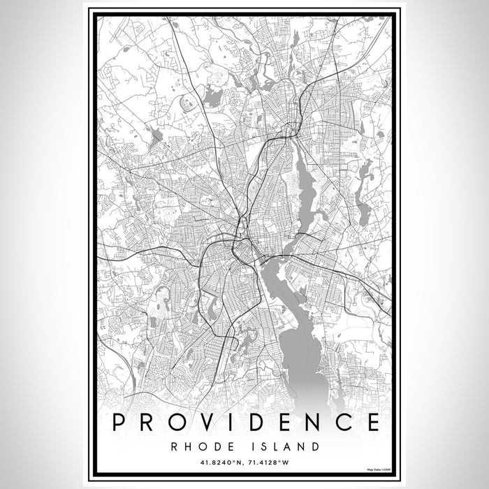 Providence Rhode Island Map Print Portrait Orientation in Classic Style With Shaded Background