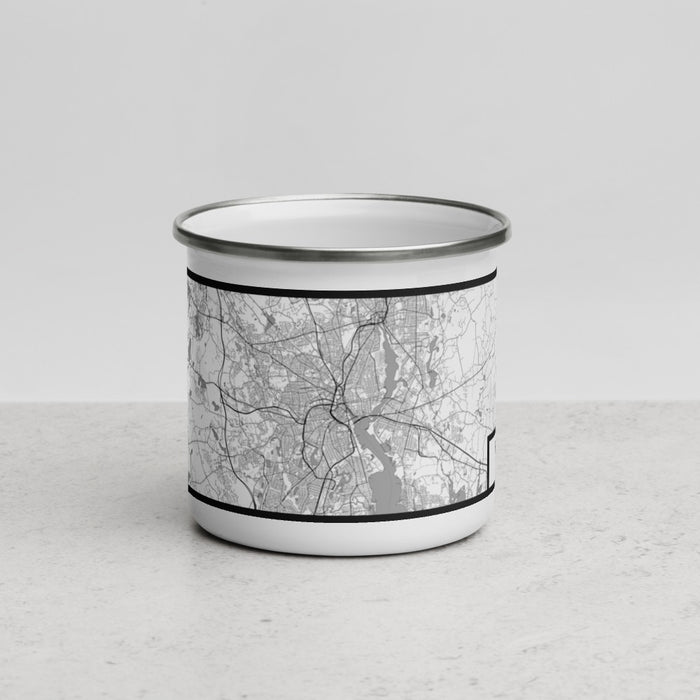 Front View Custom Providence Rhode Island Map Enamel Mug in Classic