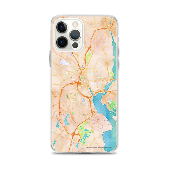 Custom Providence Rhode Island Map iPhone 12 Pro Max Phone Case in Watercolor