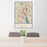 24x36 Providence Rhode Island Map Print Portrait Orientation in Woodblock Style Behind 2 Chairs Table and Potted Plant