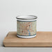 Front View Custom Providence Rhode Island Map Enamel Mug in Woodblock on Cutting Board