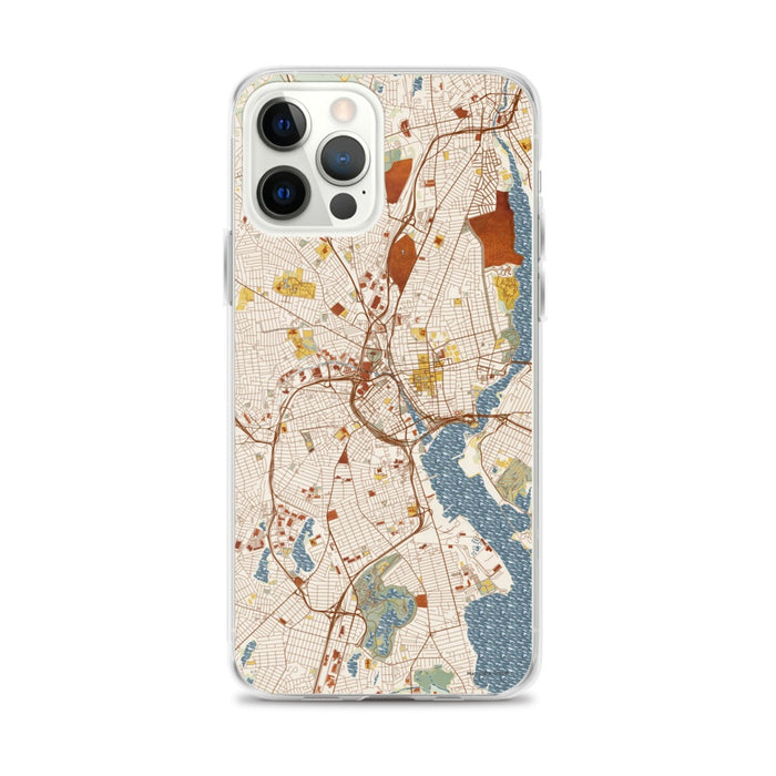 Custom Providence Rhode Island Map iPhone 12 Pro Max Phone Case in Woodblock
