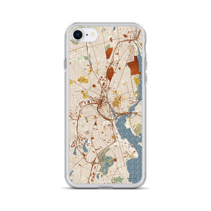 Custom Providence Rhode Island Map iPhone SE Phone Case in Woodblock