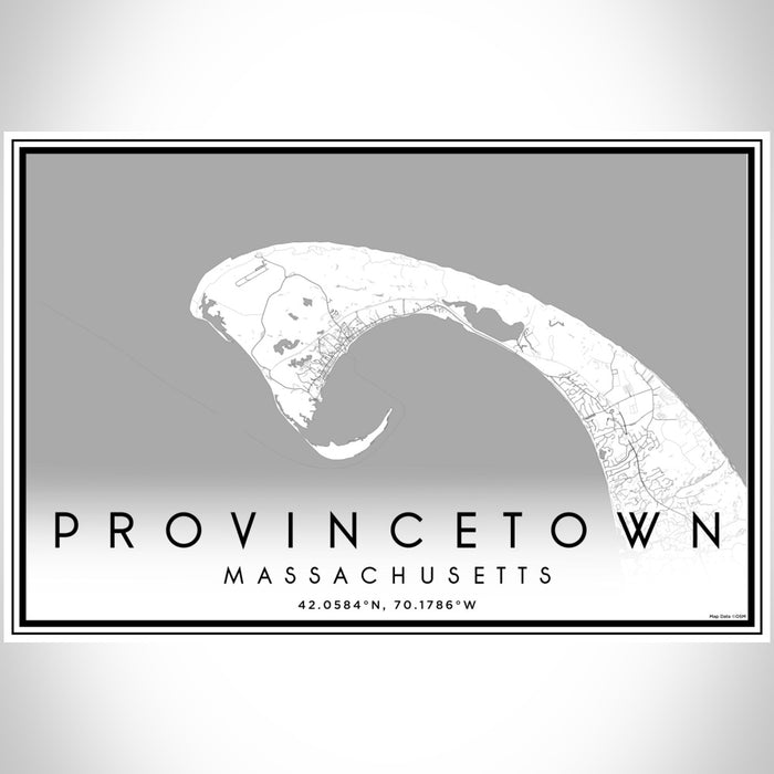 Provincetown Massachusetts Map Print Landscape Orientation in Classic Style With Shaded Background