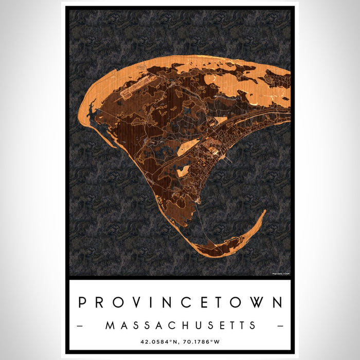Provincetown Massachusetts Map Print Portrait Orientation in Ember Style With Shaded Background
