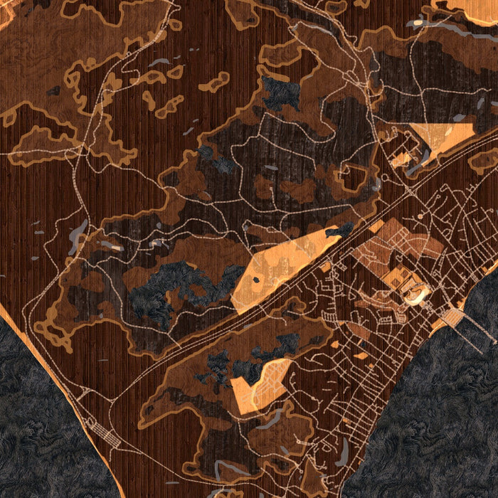 Provincetown Massachusetts Map Print in Ember Style Zoomed In Close Up Showing Details