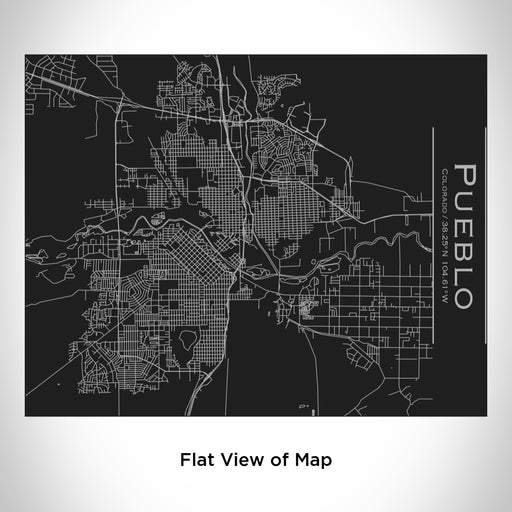 Rendered View of Pueblo Colorado Map Engraving on 20oz Stainless Steel Insulated Bottle with Bamboo Top in Black