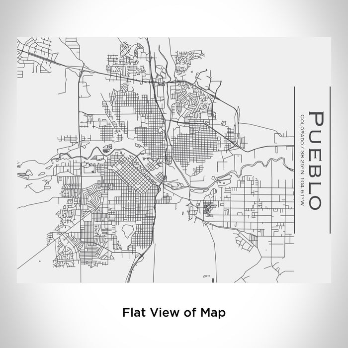 Rendered View of Pueblo Colorado Map Engraving on 20oz Stainless Steel Insulated Bottle with Bamboo Top in White