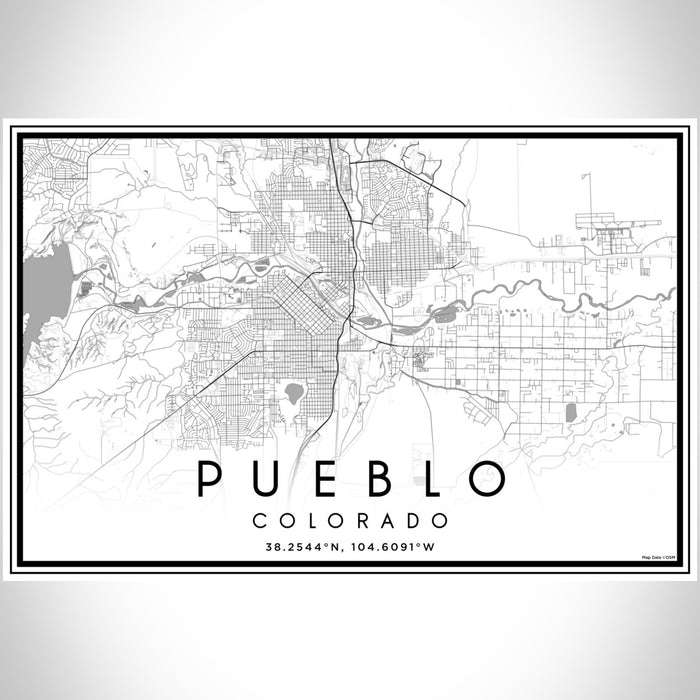 Pueblo Colorado Map Print Landscape Orientation in Classic Style With Shaded Background