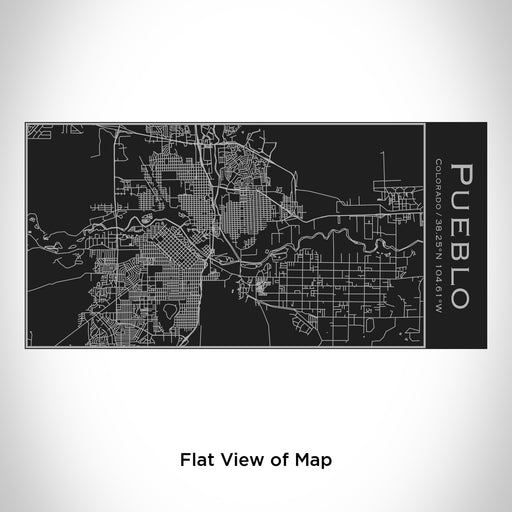 Rendered View of Pueblo Colorado Map Engraving on 17oz Stainless Steel Insulated Cola Bottle in Black