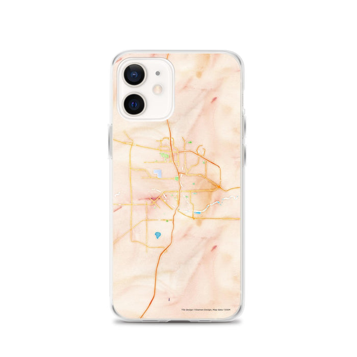 Custom Pueblo Colorado Map iPhone 12 Phone Case in Watercolor