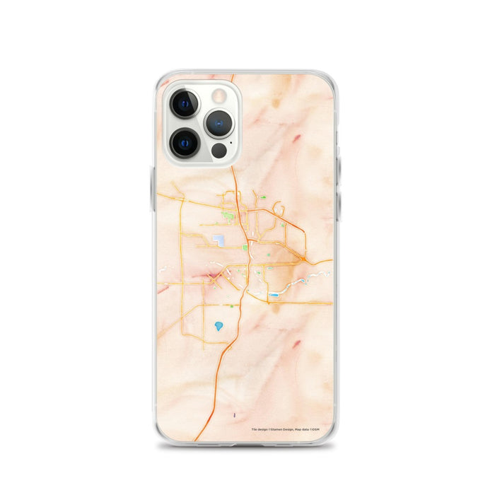 Custom Pueblo Colorado Map iPhone 12 Pro Phone Case in Watercolor