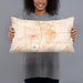 Person holding 20x12 Custom Pueblo Colorado Map Throw Pillow in Watercolor